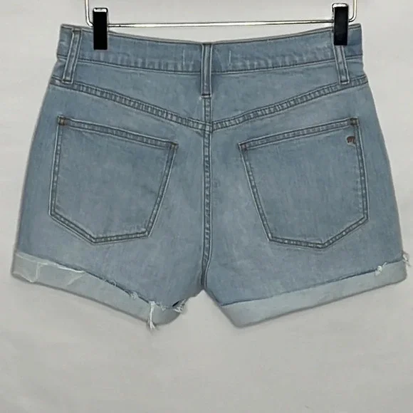 Madewell High Rise Raw Hem Cuffed Denim Shorts - Size 26 - Picture 3 of 7